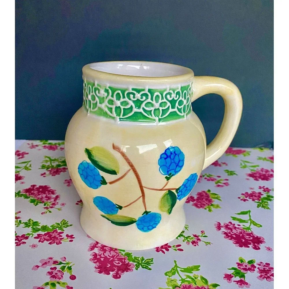 Alco Belaggio 4 mugs,‎ NEW, ceramic, mug set, 20 OZ, decorated w fruit/flowers